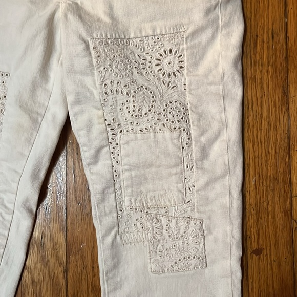 American Eagle Outfitters Skinny Cream Patchwork Jeans Size 6 - Picture 7 of 10